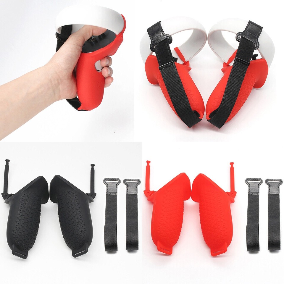 For  Quest 2 Touch Controller Silicone Handle Sleeve Cover + Knuckle Grip