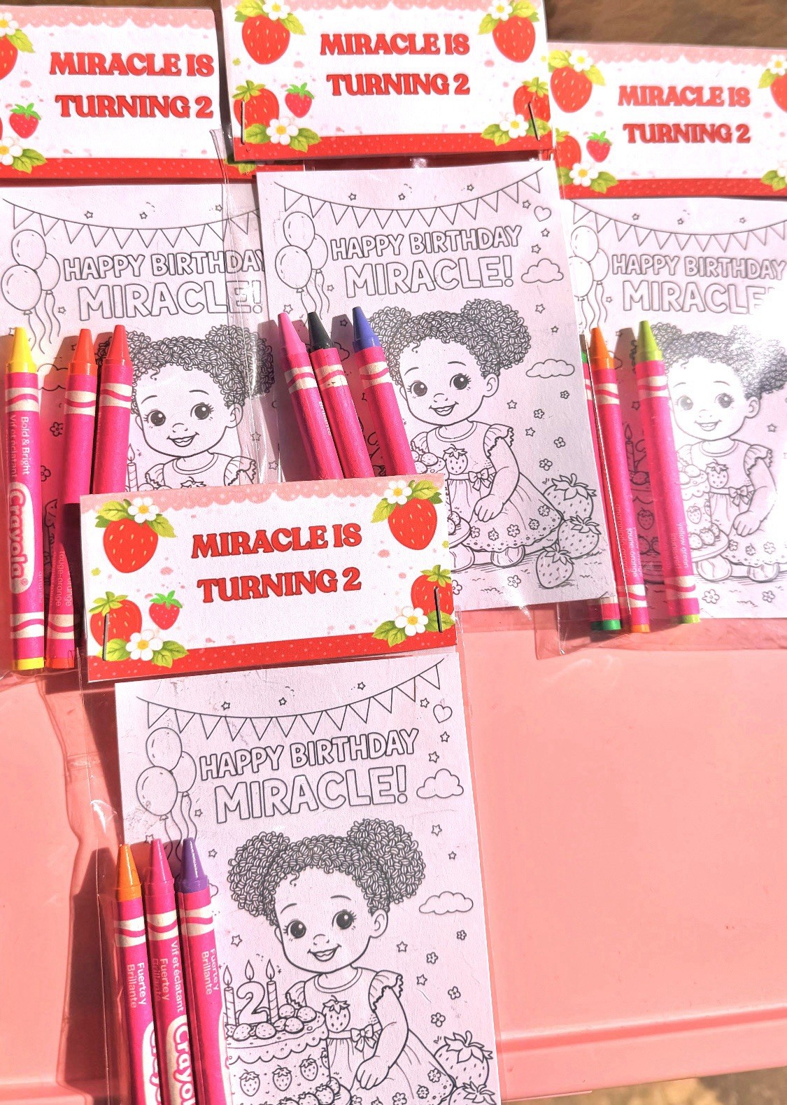 Kids coloring pack ANY THEME Party Favors W/ Crayons & Custom topper - 12 Pack