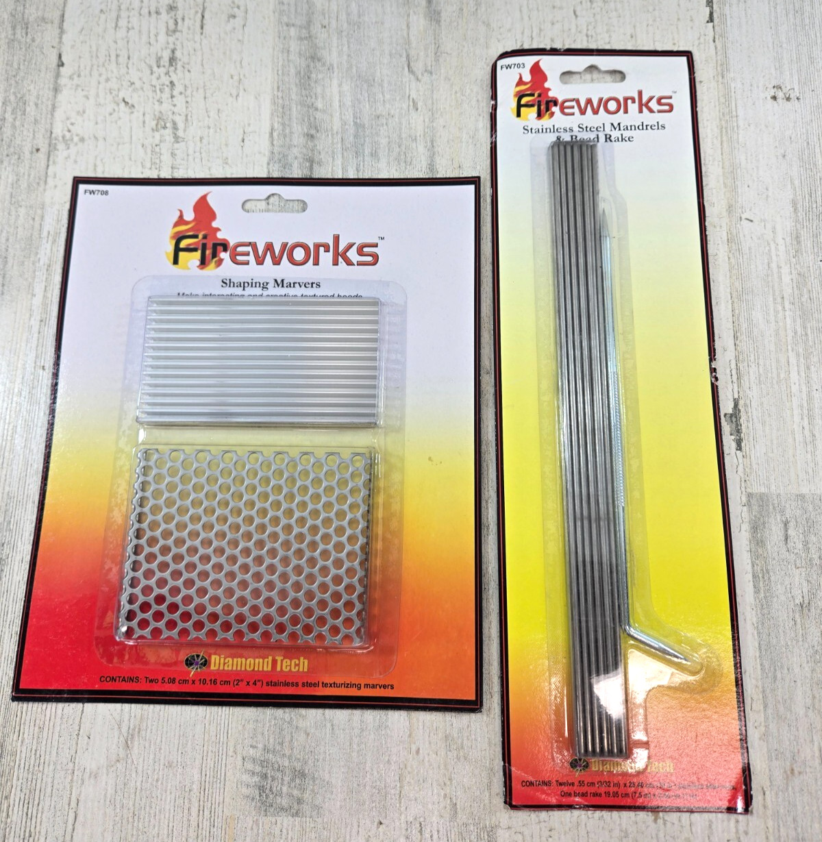 Fireworks Diamond Tech Glass Working Steel Mandrels & Rake Shaping Marvers
