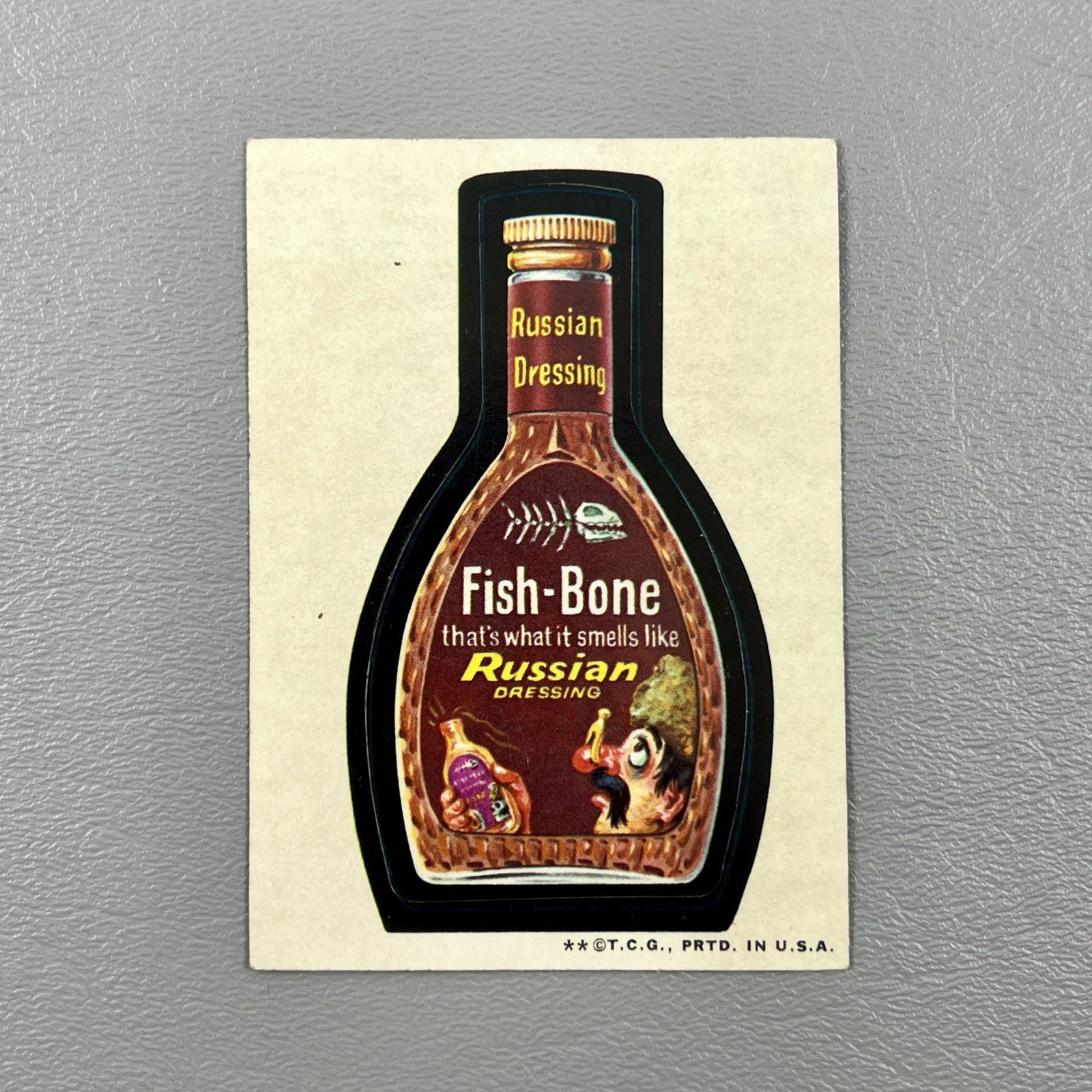 Topps 1973 Wacky Packages Unused Sticker Fish Bone Russian Dressing USA