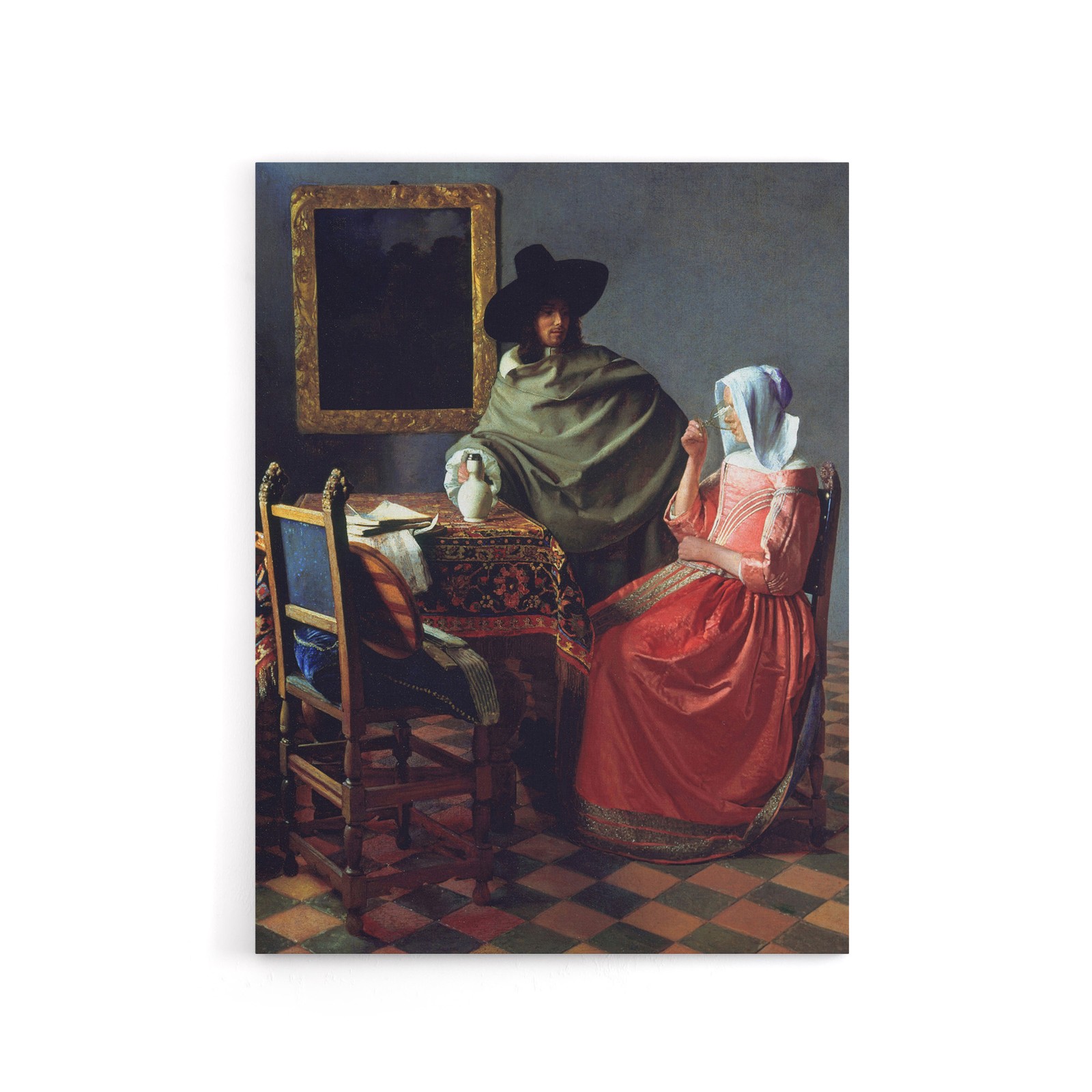 The Wine Glass Cropped Painting Vermeer Vintage Canvas Wall Art