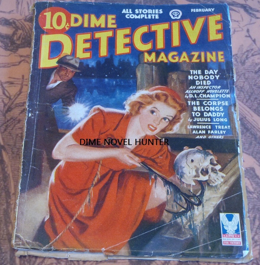 SKELETON COVER DIME DETECTVE FEBRUARY 1944 CLASSIC PULP  MAGAZINE