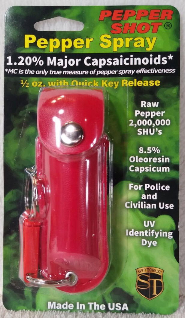 Pepper Spray .50oz RED Artificial Leather Key Chain Case -!#$&!}^