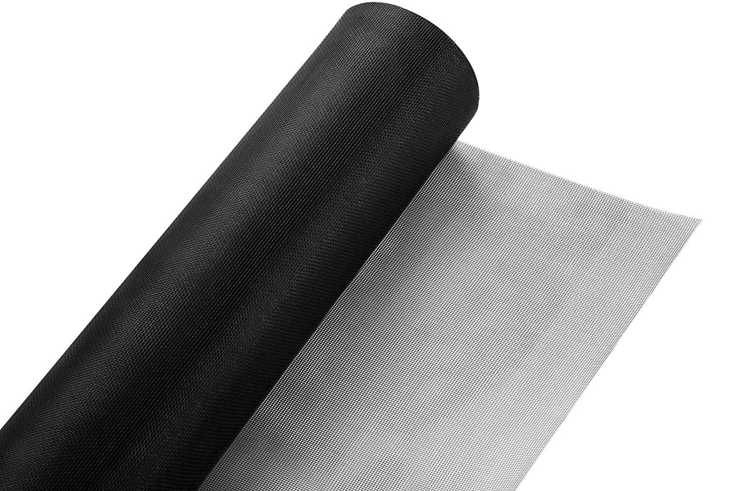 36"x100' Fiberglass Window Screen Roll, UV Protection, Black