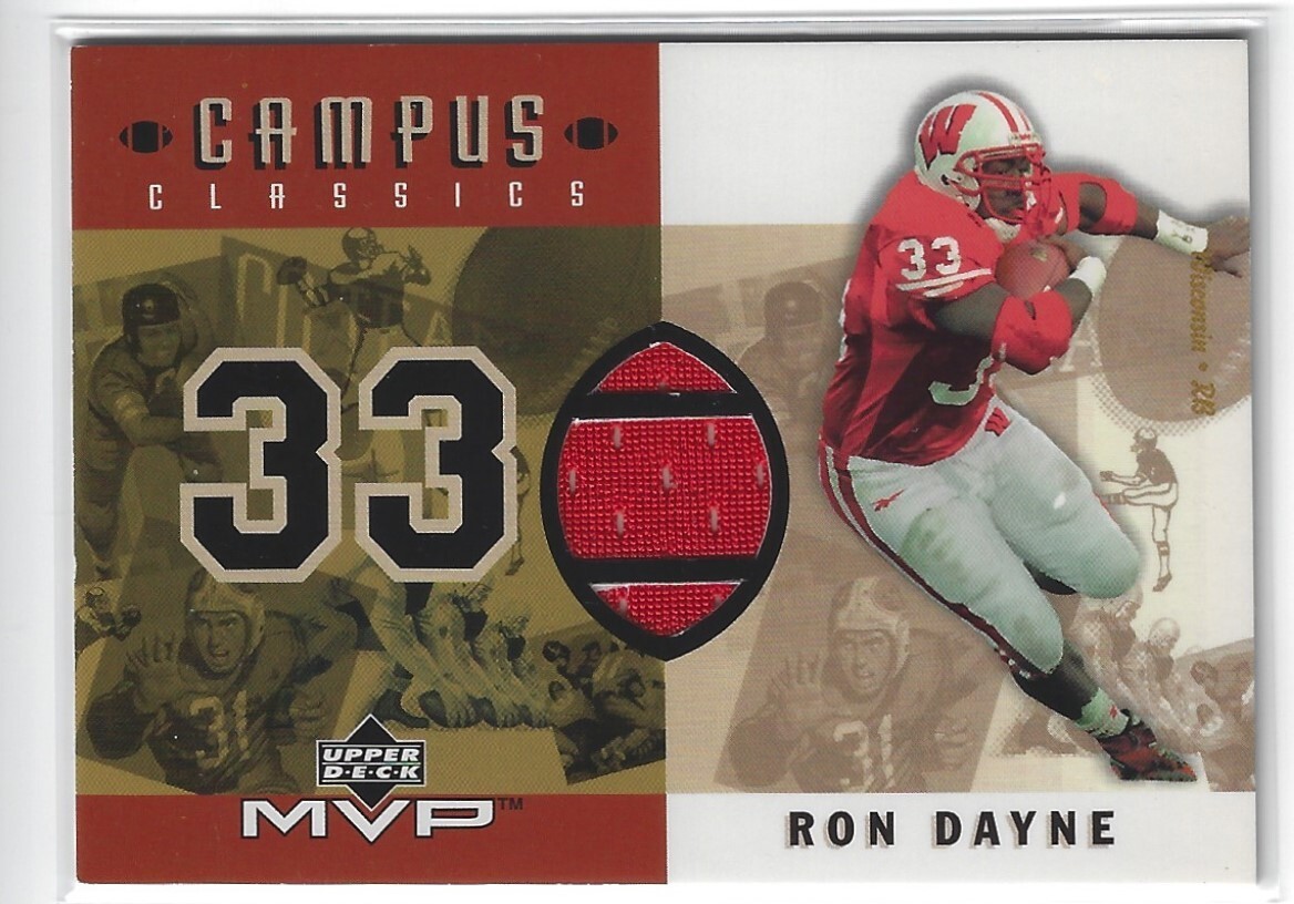 RON DAYNE WISCONSIN BADGERS 2001 UPPER DECK MVP CAMPUS CLASSICS JERSEY CARD