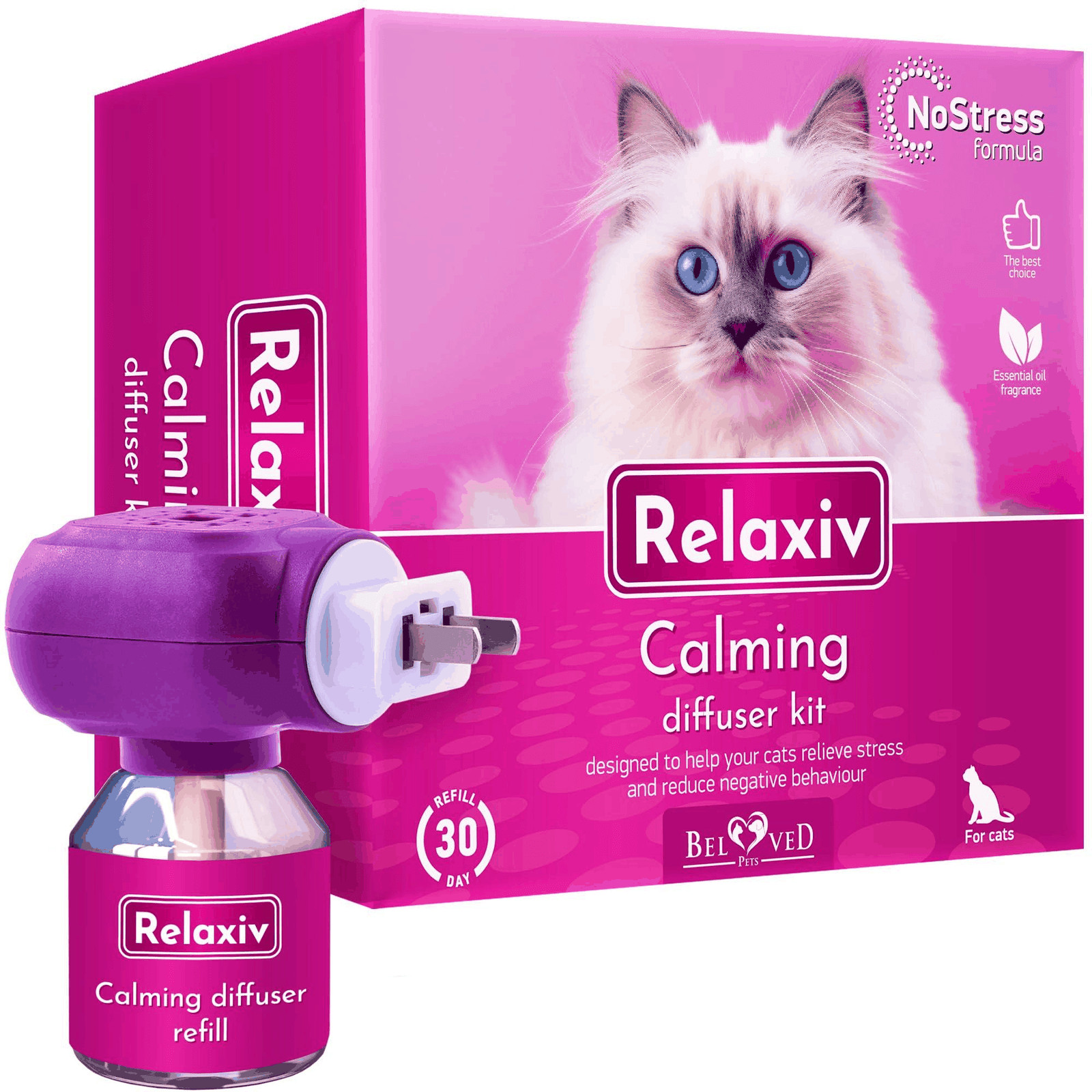 Relaxiv Natural Cat Calming Pheromone Diffuser Improved No Stress Formula Anti