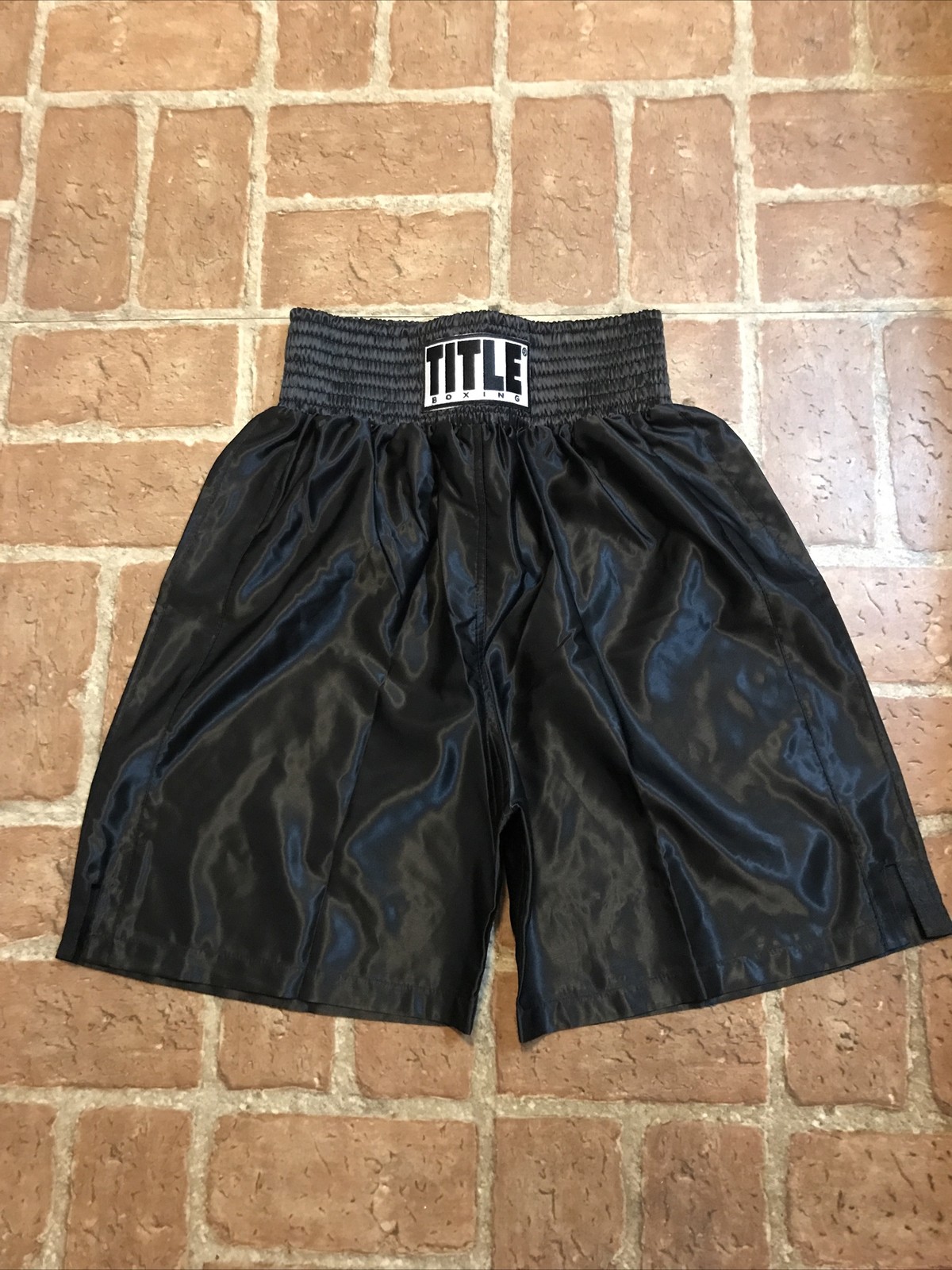Title, Boxing Shorts, Black, Satin, MMA, XL