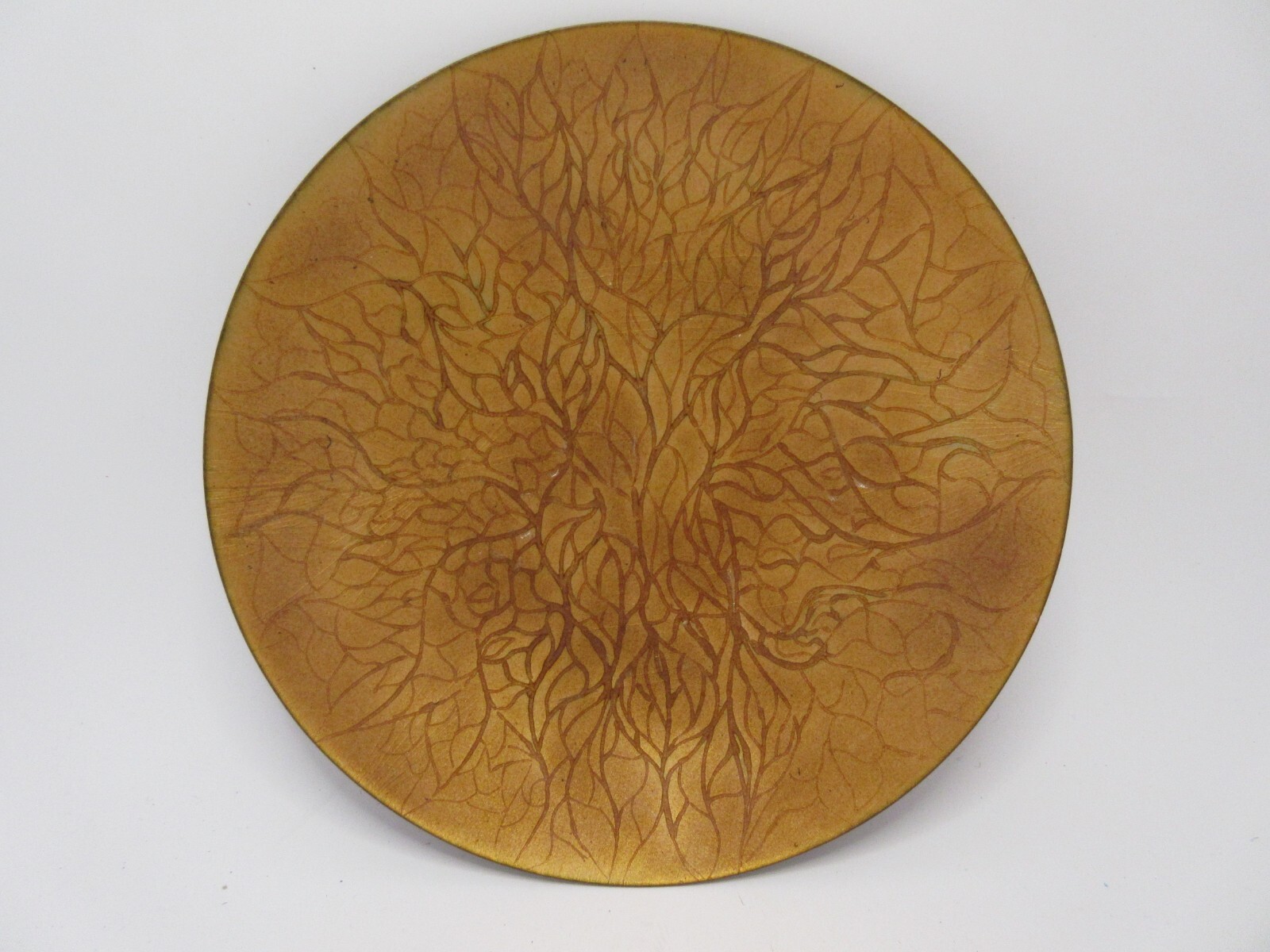 Old Vintage Mid Century Copper Enameled Plate Signed Therese David Quebec