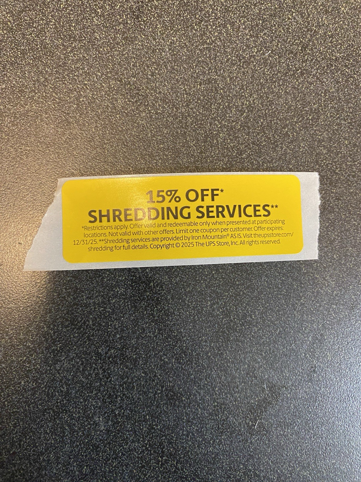 The Ups Store Coupon 15% Off Shredding Services Expires 12/31/2025