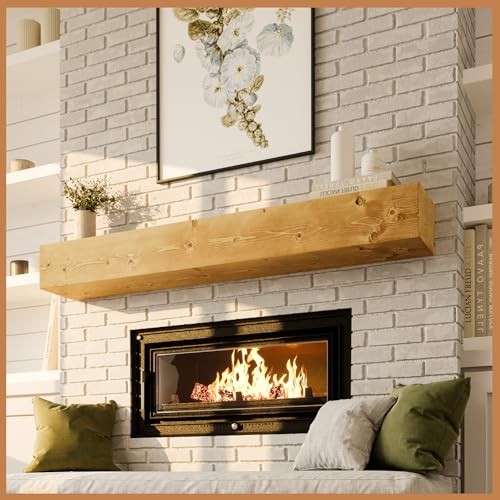  Rustic Fireplace Mantle Shelf 60 Inches - 60 X 8 X 5 Rustic Natural