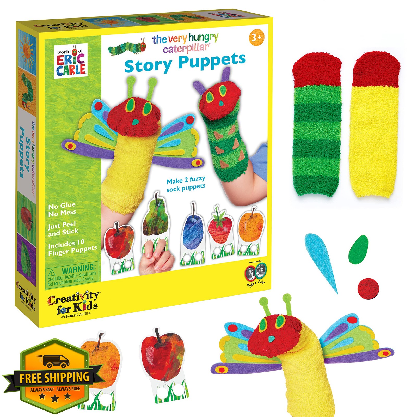 Creativity for Kids Hungry Caterpillar Sock Puppets - Toddler Craft Kit