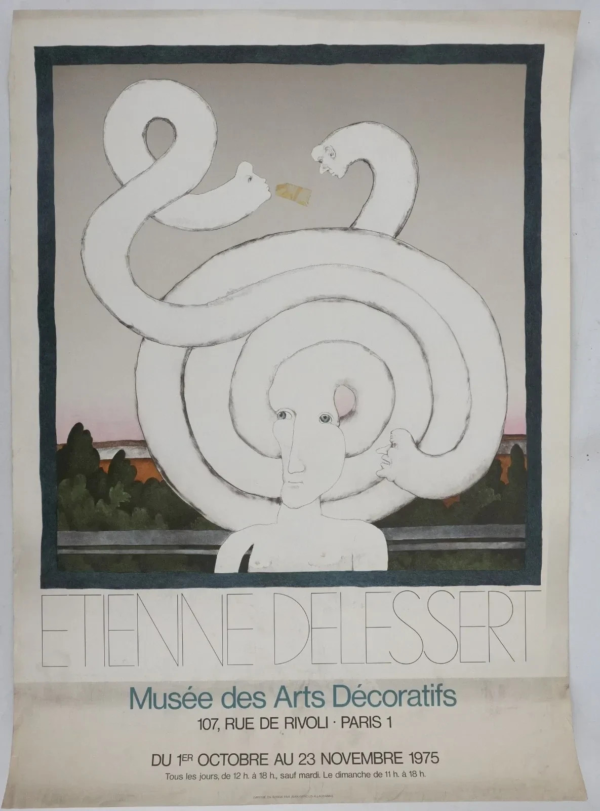 [ART POSTER] Etienne DELESSERT: Character with four heads #Paris, 1975