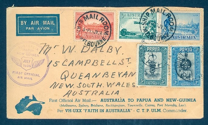 AUSTRALIA/P&NG JY 1934 FAITH IN AUSTRALIA FFC