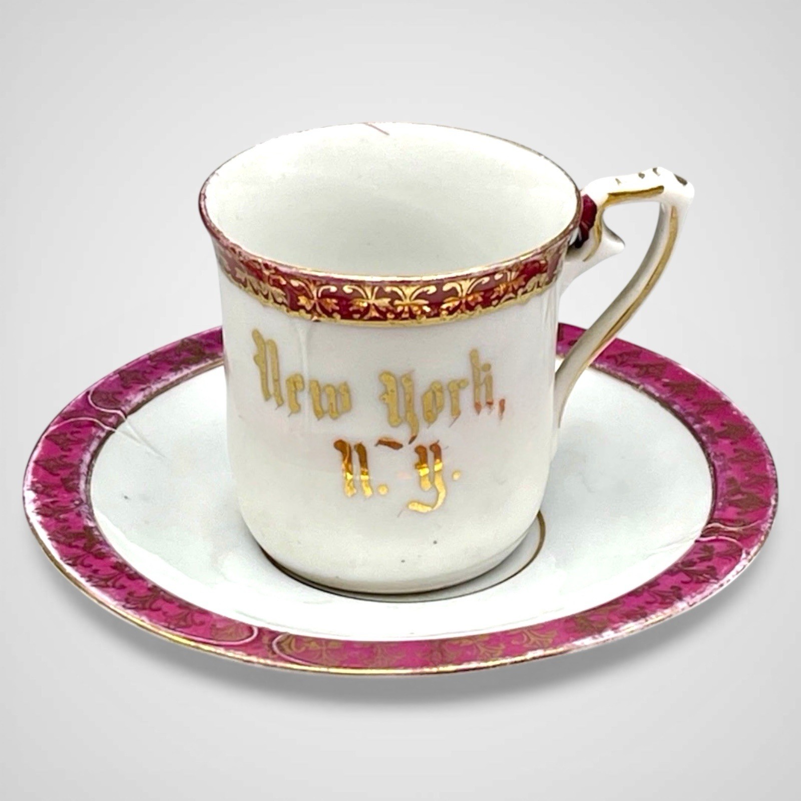 Antique Victorian New York City Souvenir Teacup German Porcelain