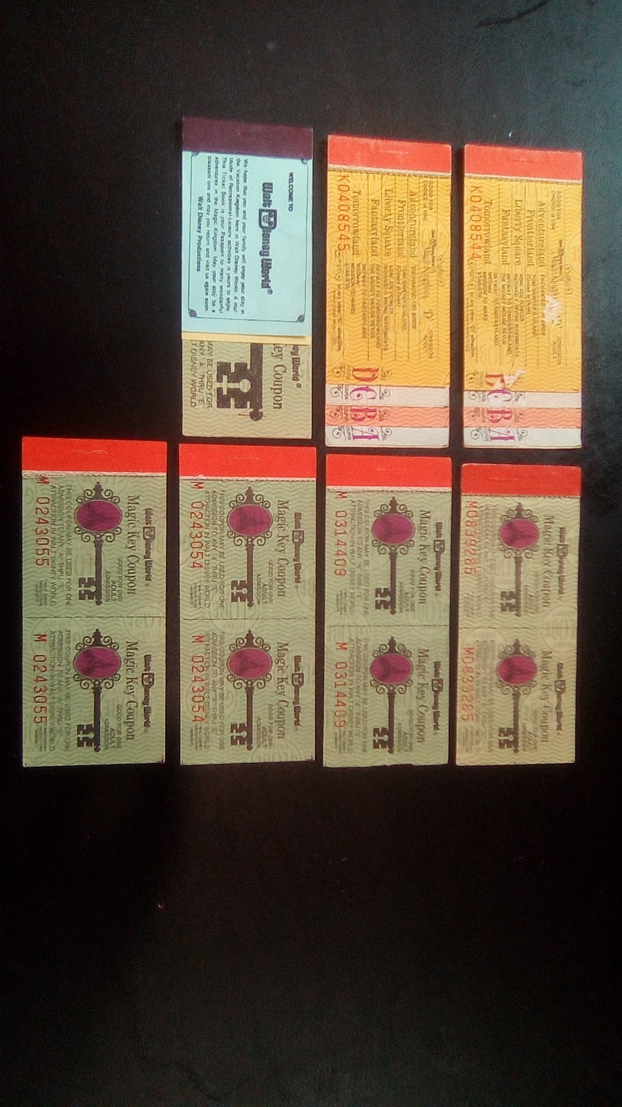 Vintage Disney World Tickets Lot Of 7