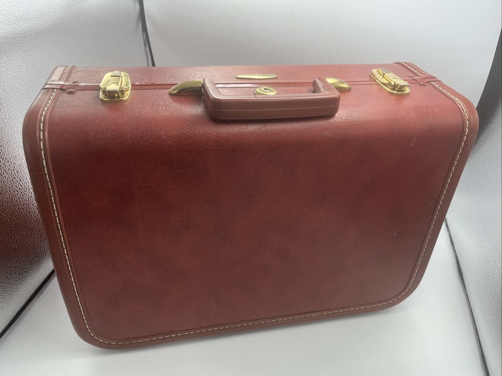 Vintage Taperlite Brown Travel Wardrobe Hardside Suitcase Luggage "No Key"