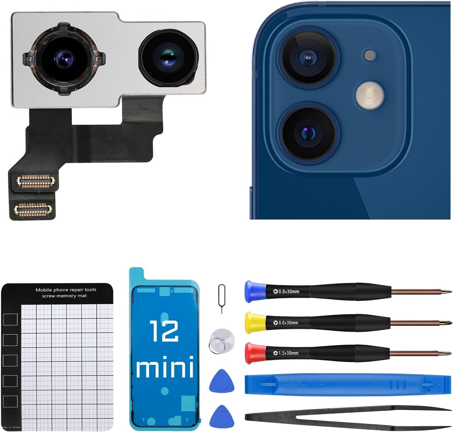 For iPhone 12 mini Rear Camera Replacement for iPhone 12mini 12MP 4K Video Main