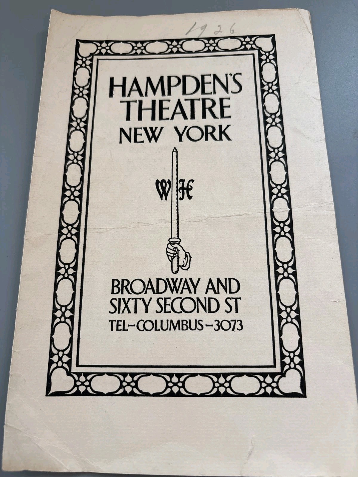 Walter Hampden 1926 Immortal Thief Theatre Program Claude Bragdon Hampden's NYC