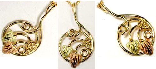 12kt Gold Pendant S. Dakota Black Hills Red Green Leaves + Grapes Punic War Rome