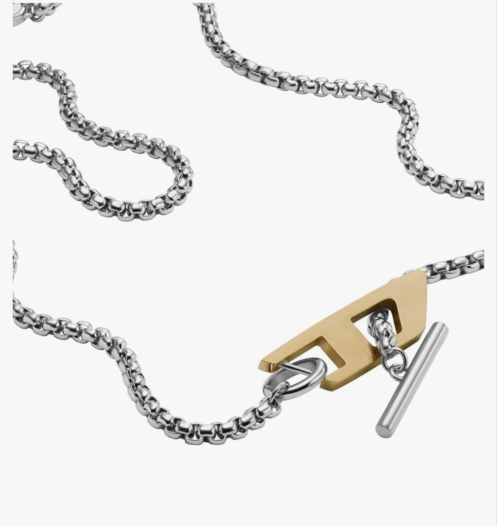 Diesel Men Popular Necklace D Logo Chain Silver Gold Color Almost unused Luxury