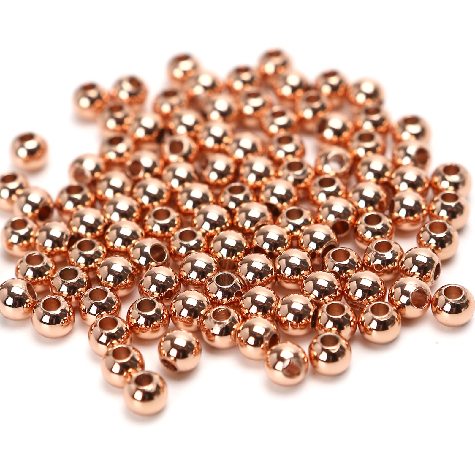 100Pcs/lot 5mm Solid Copper Spacer Ball Beads with Smooth 5mm, Brown copper 