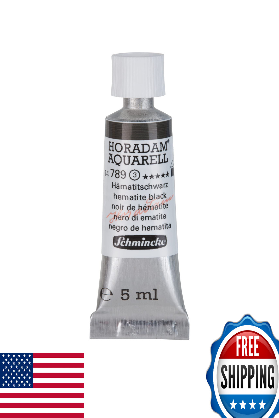 Schmincke HORADAM AQUARELL Watercolor: Hematite Black, 5ml Tube