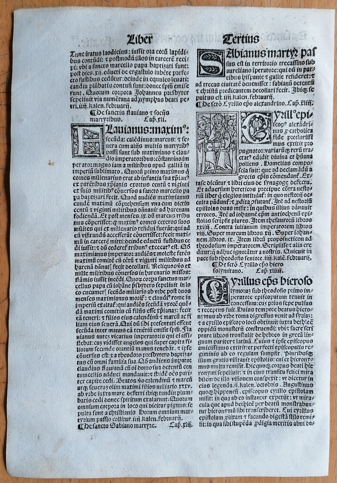 Saint Cyrill - Post Incunable Woodcut Leaf P. Natalibus - 1508