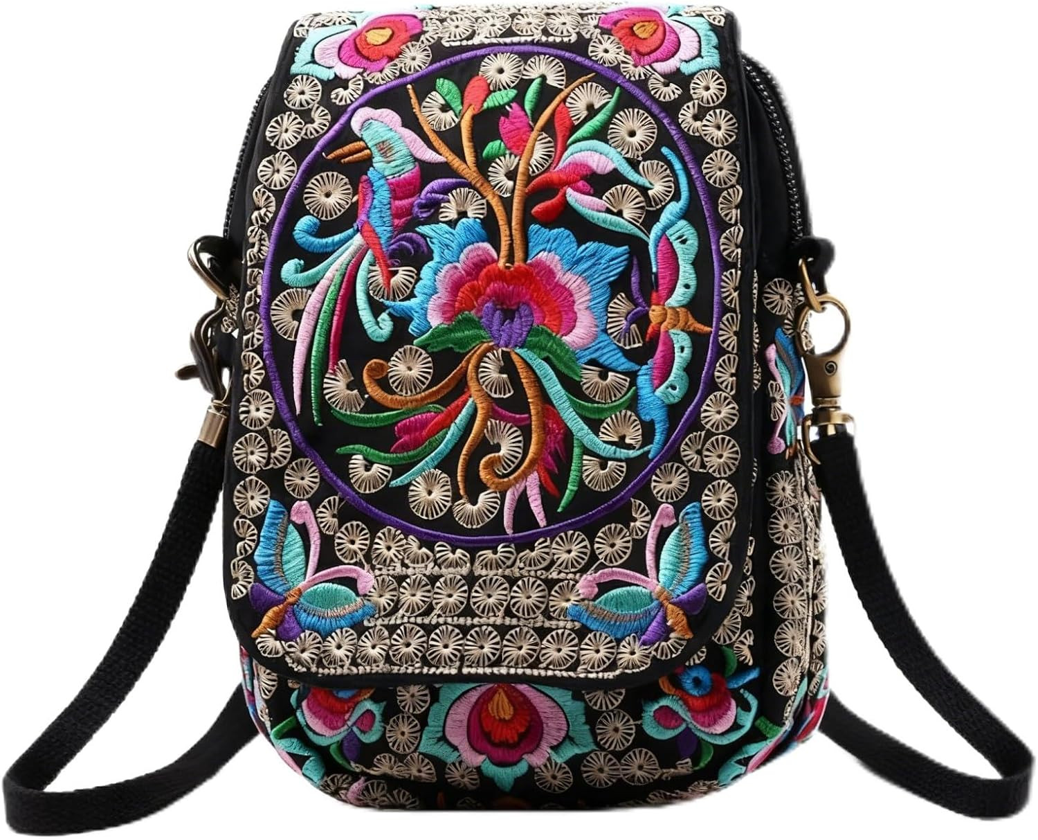 Small Embroidered Purse,Embroidered Cell Phone Crossbody Bag Coin Purse Mexican 