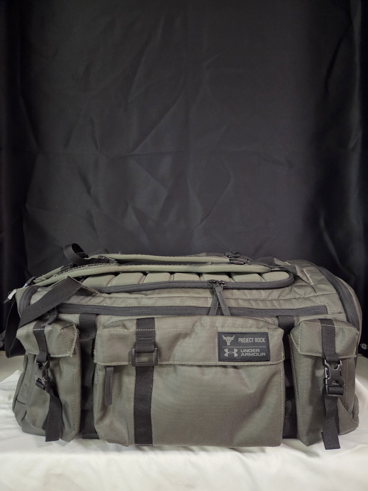 Rare Under Armour Project Rock Tactical Duffel Backpack Blood Sweat Respect Gym 