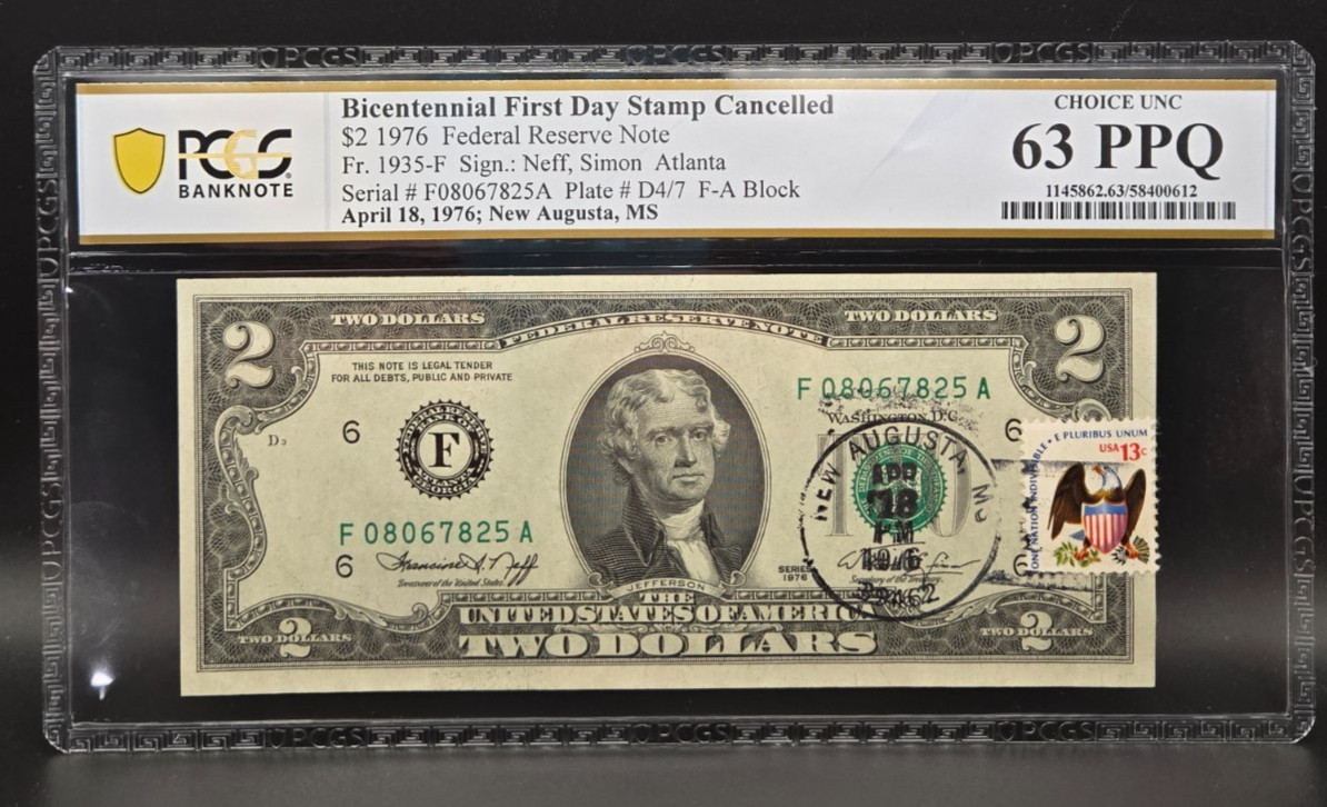1976 $2 FRN First Day Stamp Cancelled - Fr. 1935 - F Atlanta - PCGS 63 PPQ