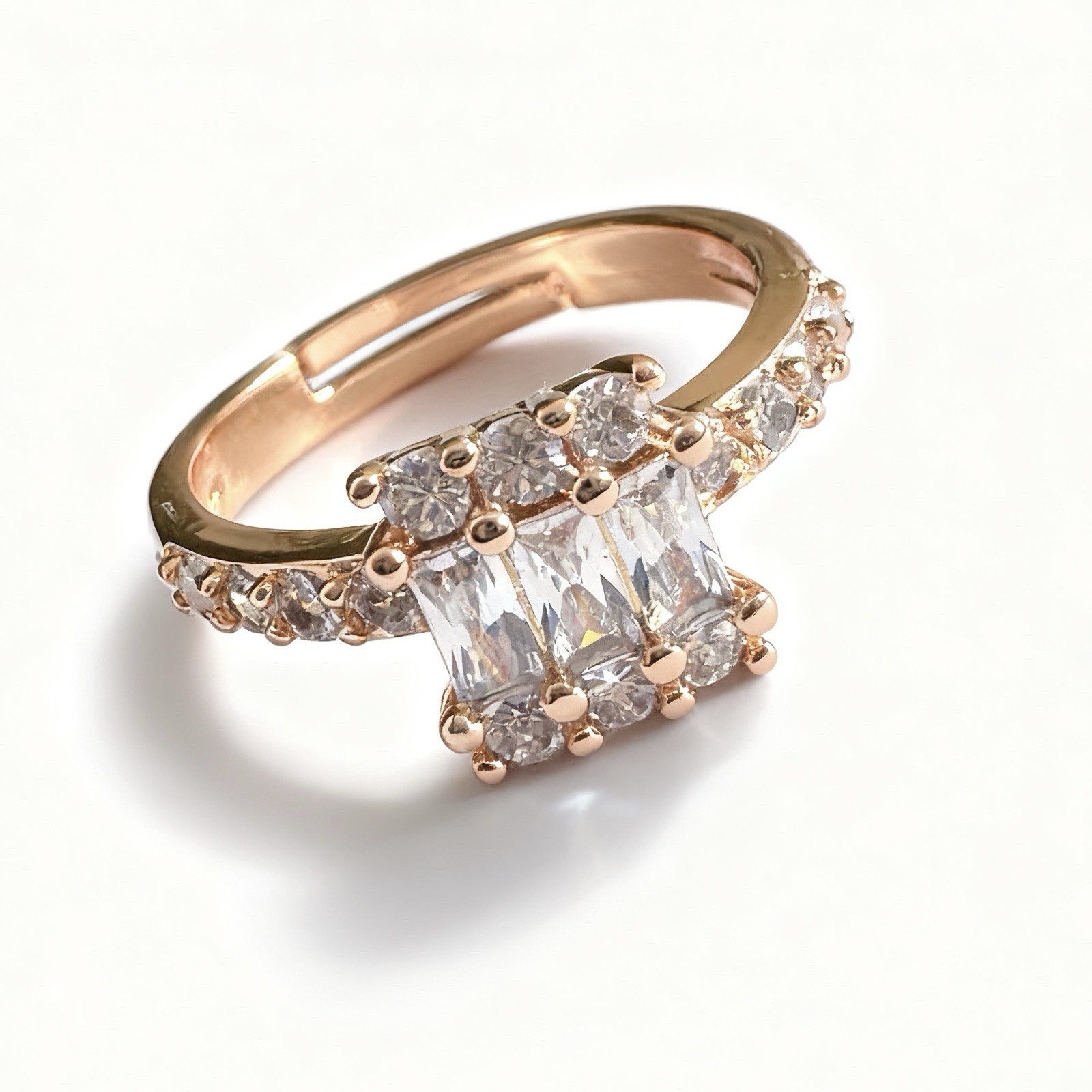 18K Gold Plated Stainless Steel Adjustable Non-Tarnish Women Luxury Ring 34