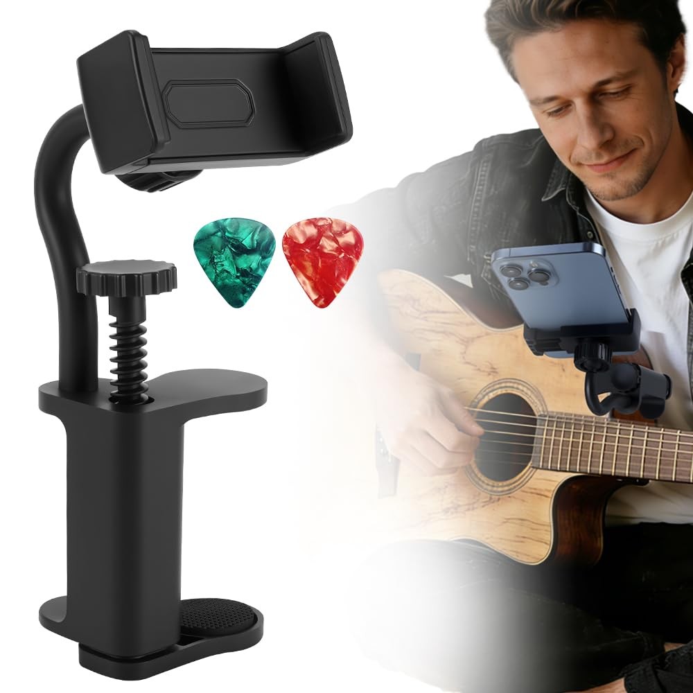 Guitar Phone Holder, 360Â° Rotatable Guitar Phone Mount for Video Recording &...