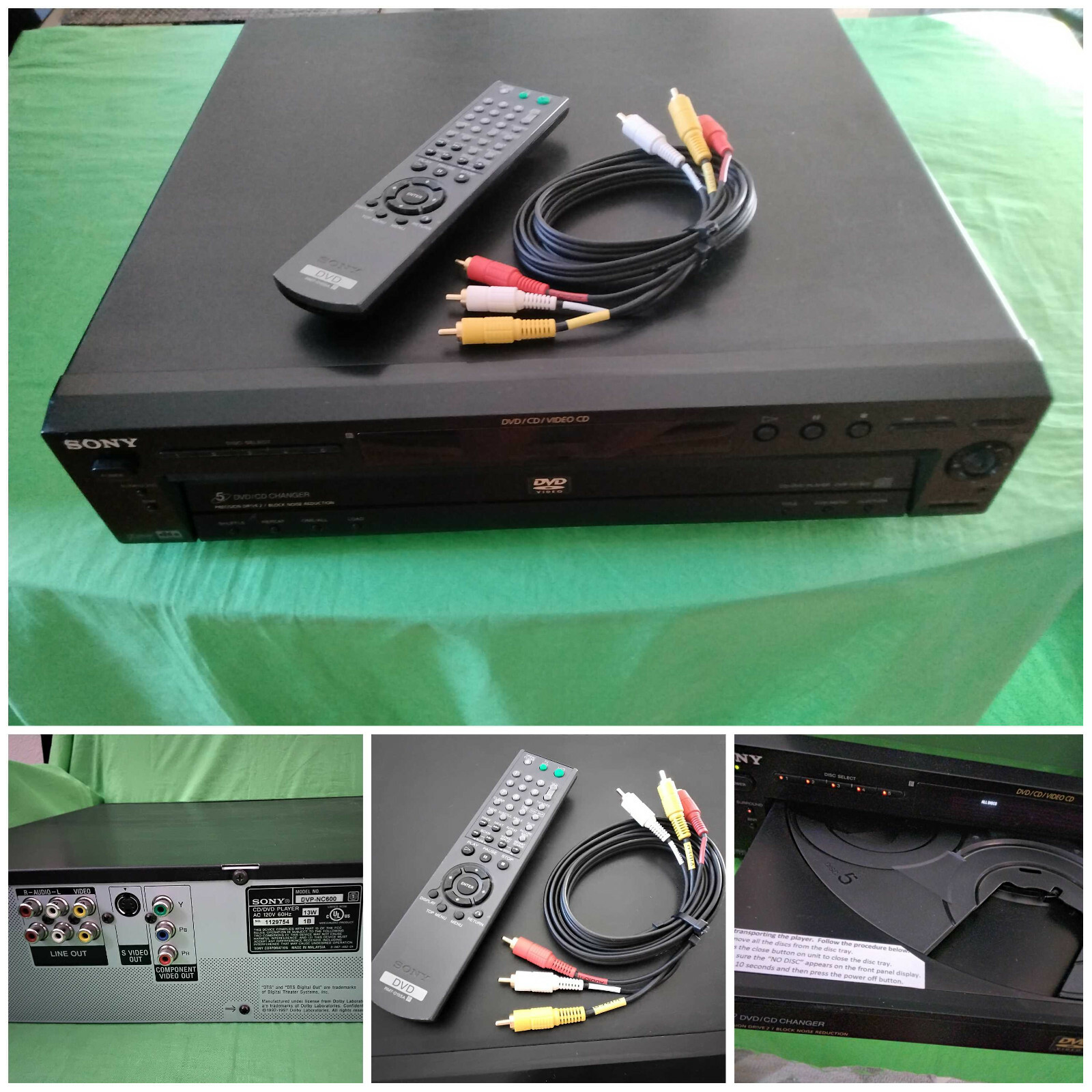 Sony DVP-NC600 CD DVD 5 Disc Player Changer Remote Cables Basic Instructions