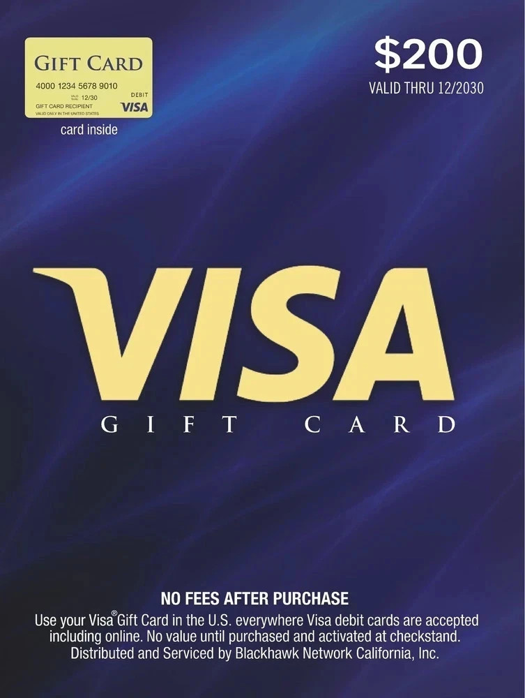 Visa $200 Gift Card (plus $6.95 Purchase Fee) 