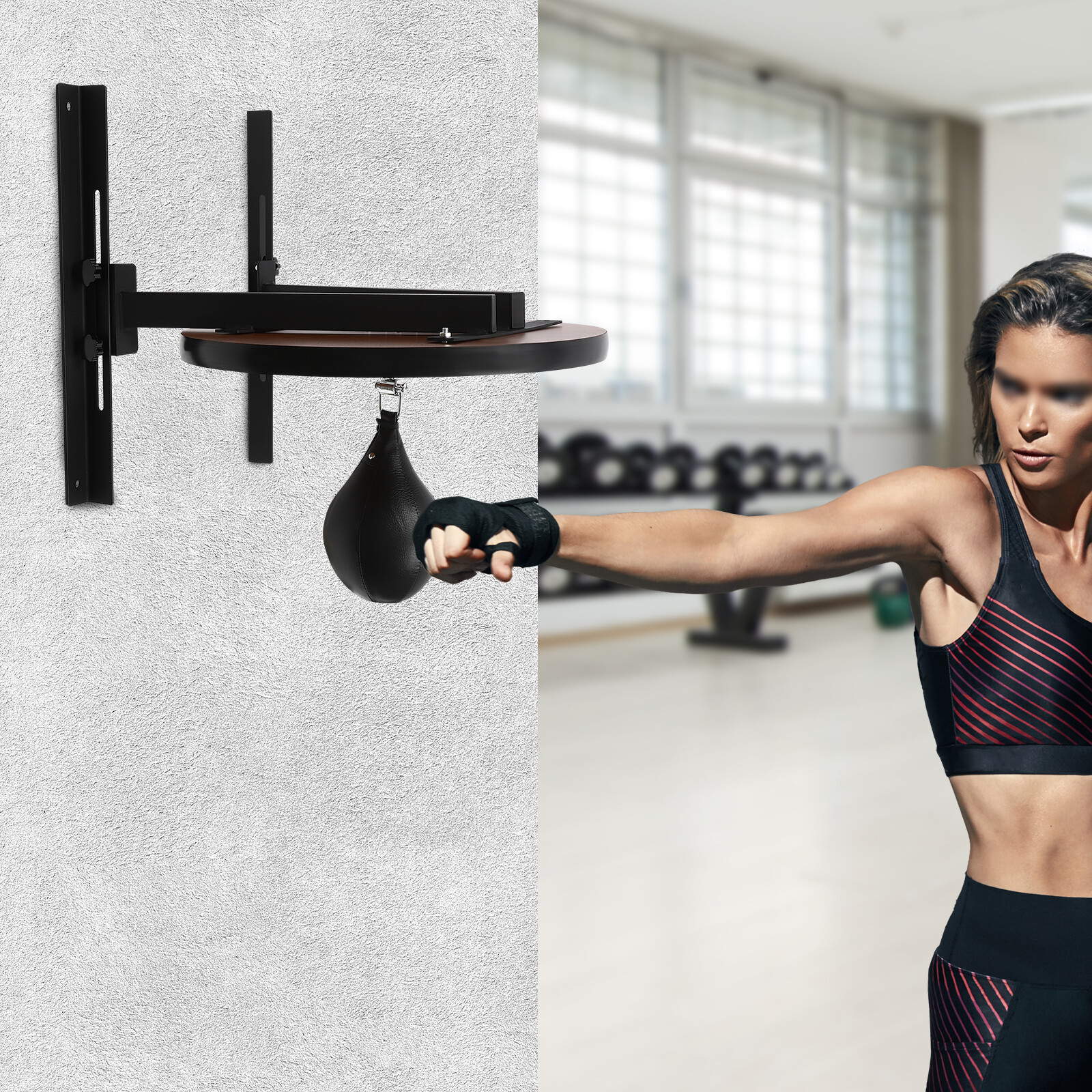 Wall-Mounted Adjustable Speed Bag Platform Kit Swivel Punching Fitness Training