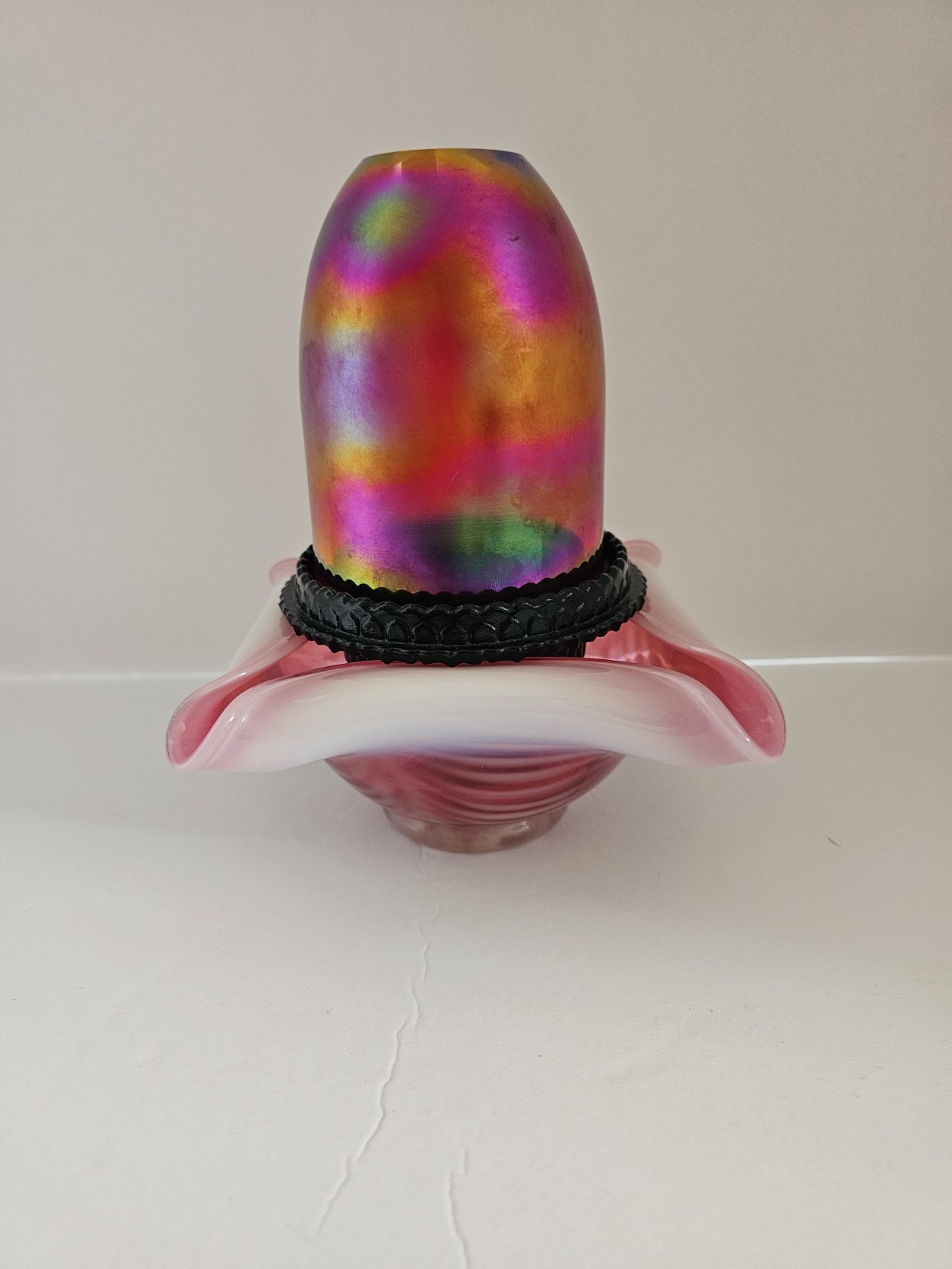 Fenton 3 Piece Cranberry Glass Fairy Lamp