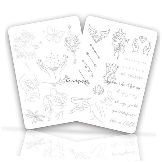 Tiny Tattoo Practice Skin Double-Sided Pre-Stenciled Fine Line Tattoo 1PC