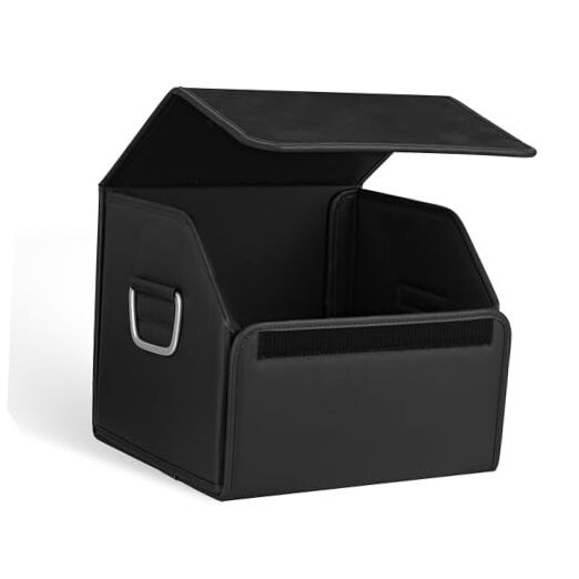  Suede Leather Trunk Organizer, Large Capacity Soft Car Organizers Small Black