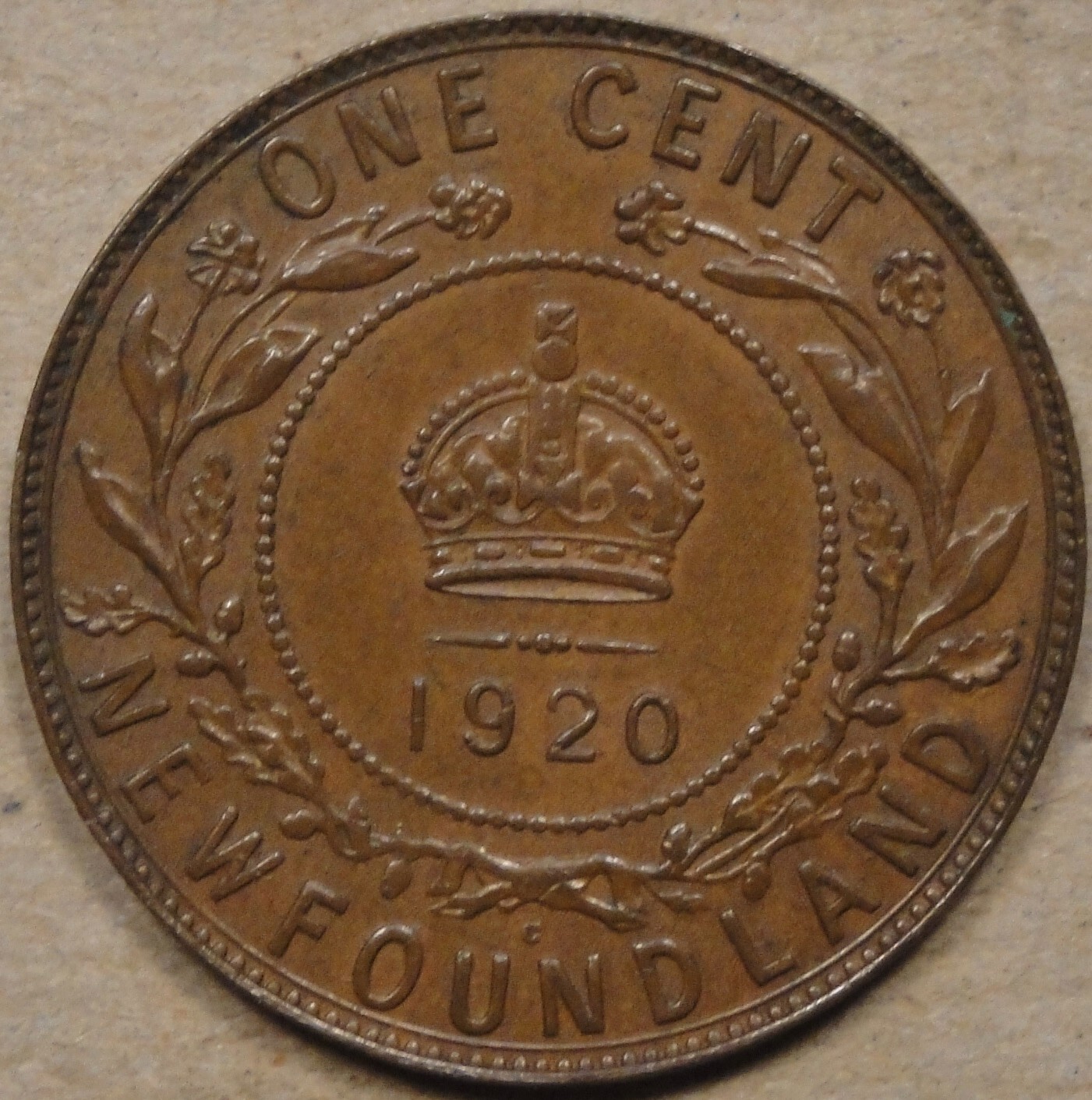 Newfoundland 1920 Large Cent AU as Pictured