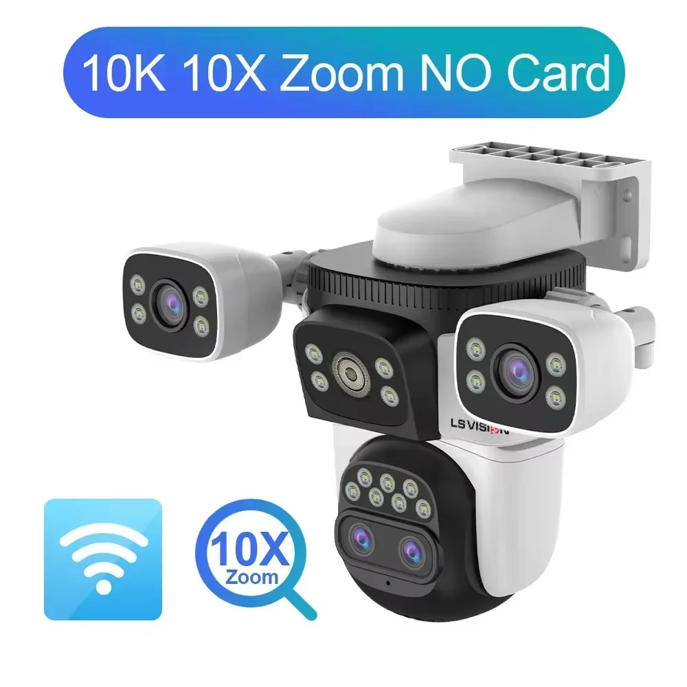 LS VISION 20MP 10X Zoom Three Screens Wifi IP Camera Wireless Outdoor 10K Four L