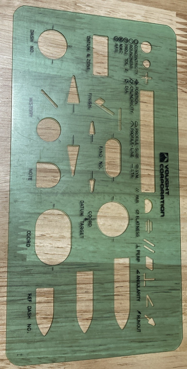 Vintage - Rare Vought Corporation Template Drafting Stencil