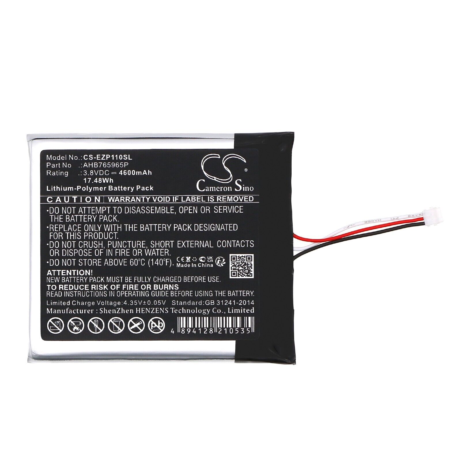 BATTERIE 4600mAh Type AHB765965P For Ezviz CS-DP1C-4A1WPFBSR, CS-DP1C