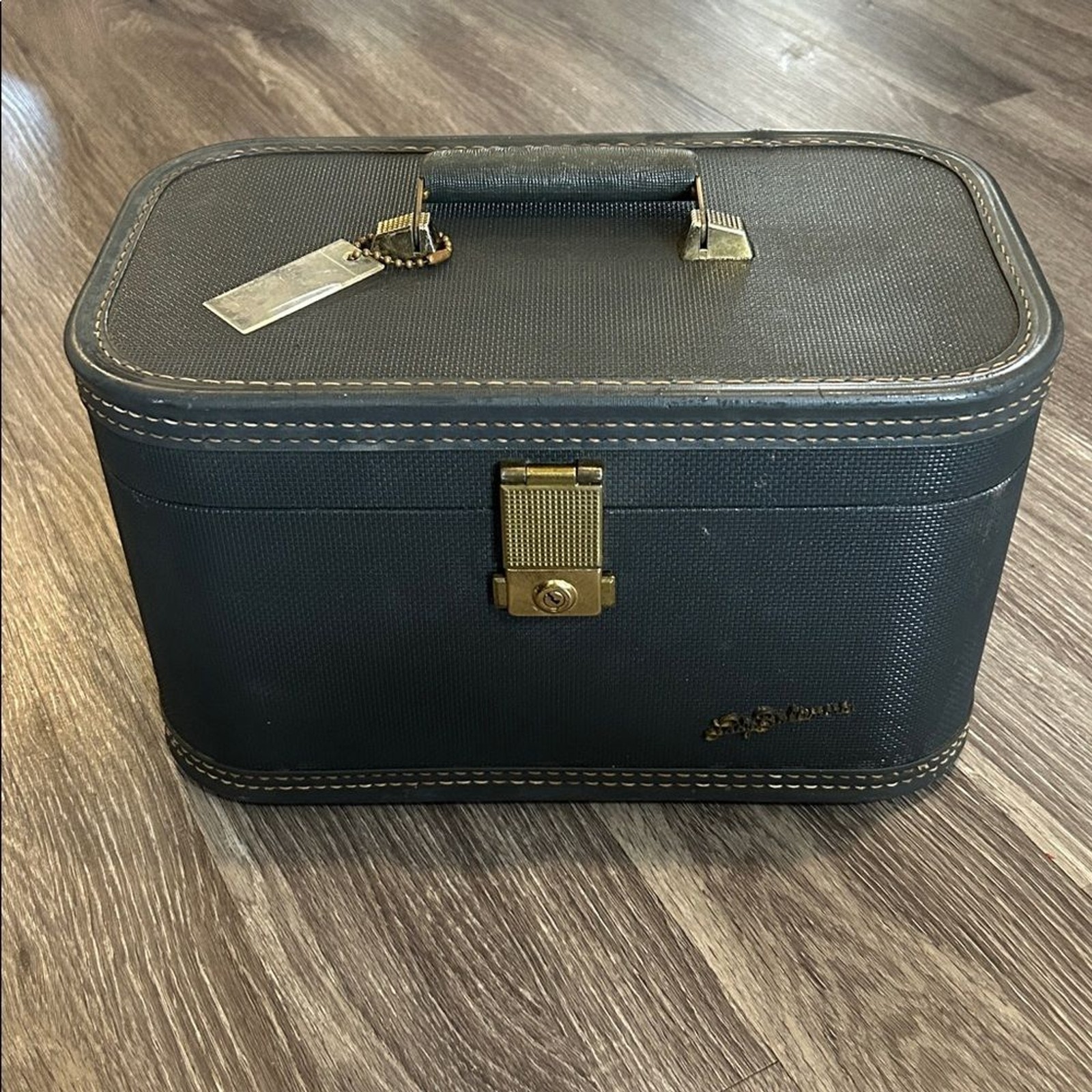 Lady Baltimore Vintage Traincase Blue Hard Makeup Case