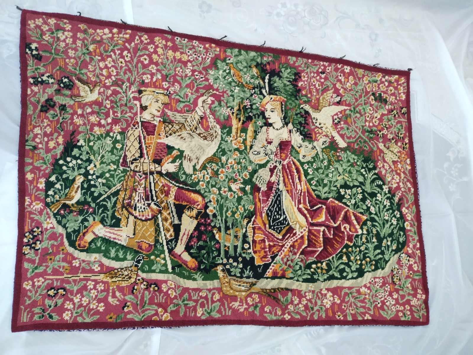 vintage needlepoint medieval tapestry french tapestry wall hanging tapestries