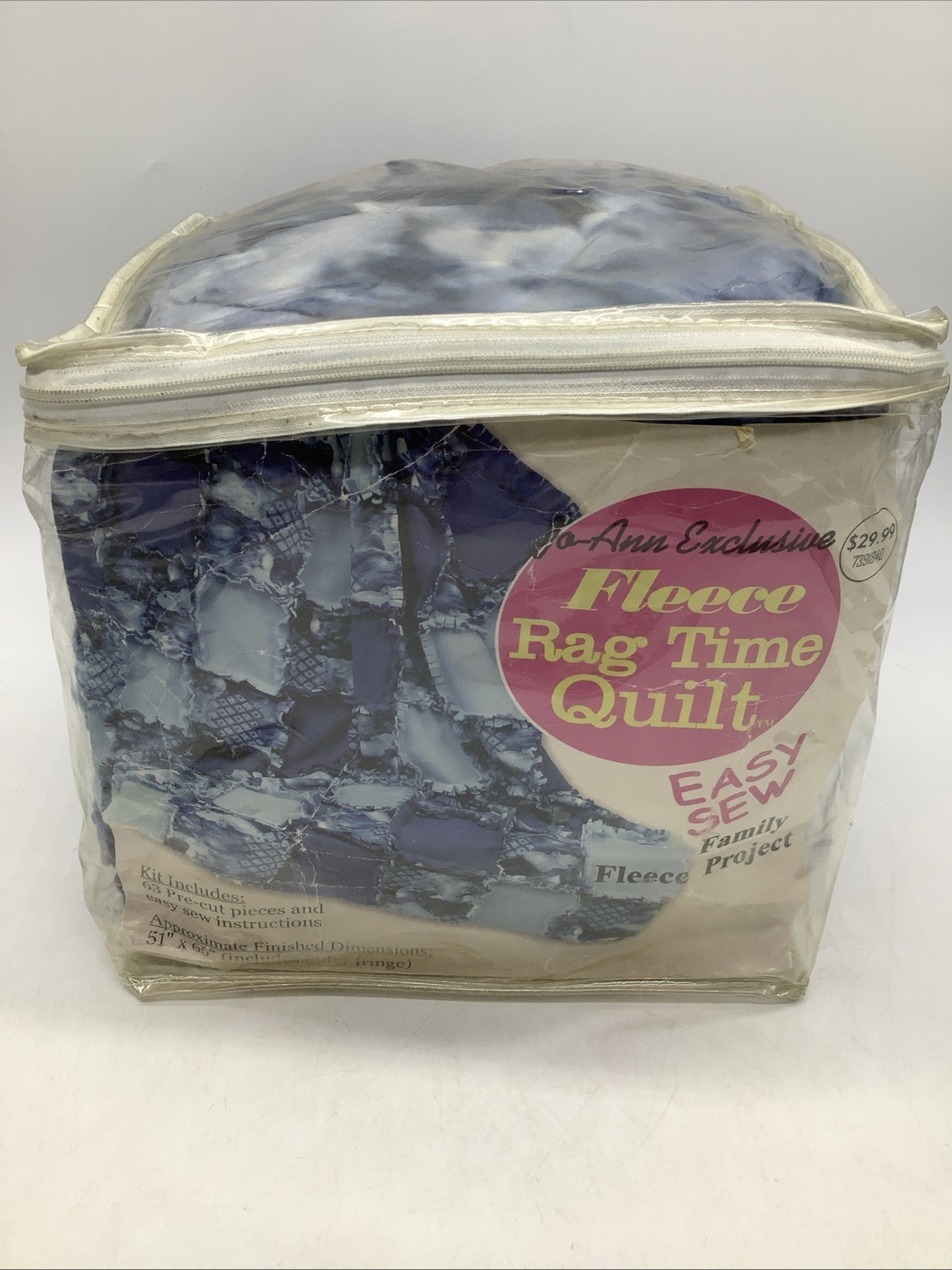 Jo-Ann Exclusive Fleece Rag Time Quilt~Easy Sew Kit Blue Boho