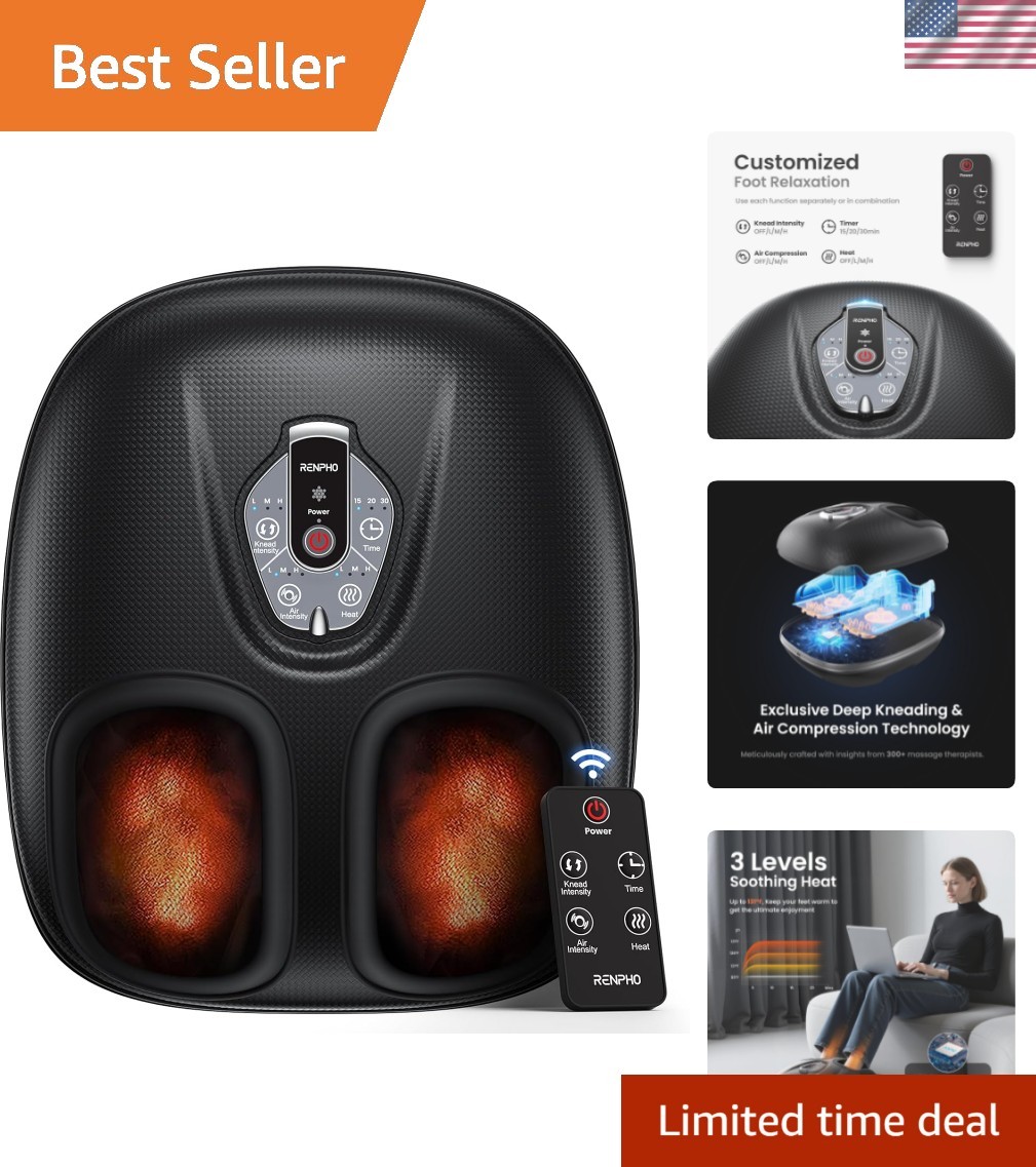 Foot Massager Machine with Heat [2026 Upgraded], Shiatsu Foot Massager for Pl...