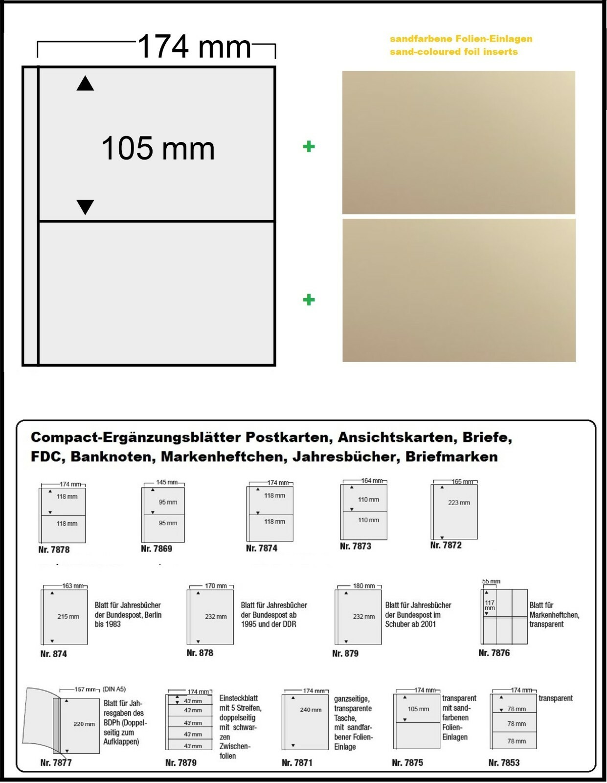 10 SAFE 7875 Additional Sheets Compact 2x 174x105mm + Trays