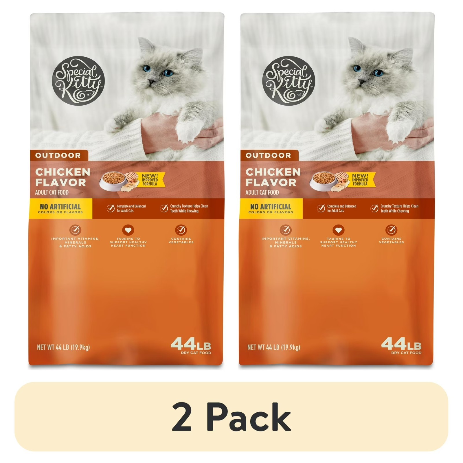 (2 pack) Special Kitty Outdoor Formula Dry Cat Food, 44 lb Bag
