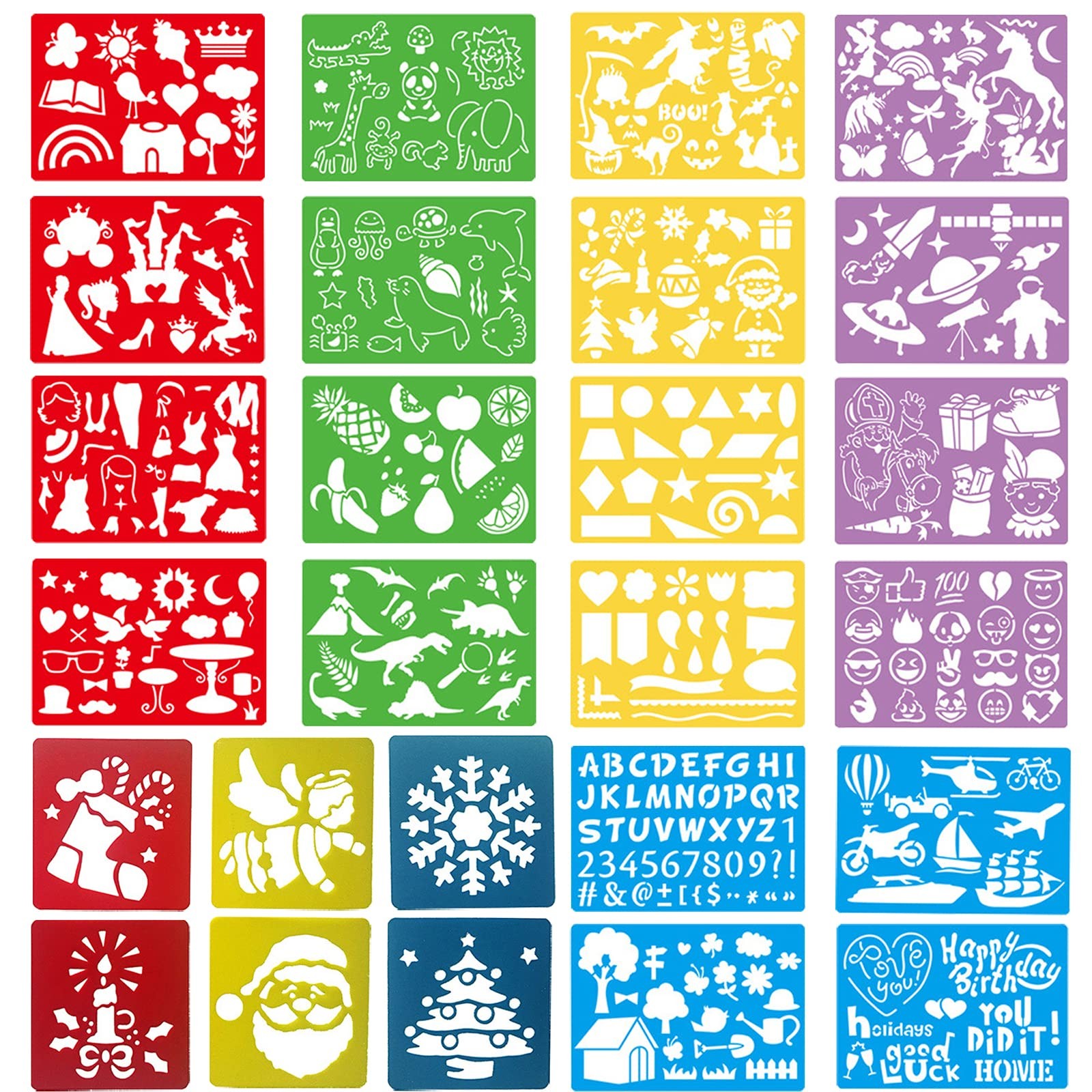 Stencils for Kids, 26pcs Plastic Drawing 8.3x5.9 inches, 26pc Stencil 