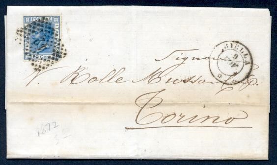 ITALY 1872 "42" NUMERAL TO TORINO